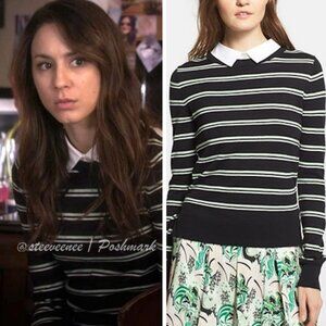 Veronica Beard Collared Button Back Striped Shirt Sweater ASO Spencer Hastings